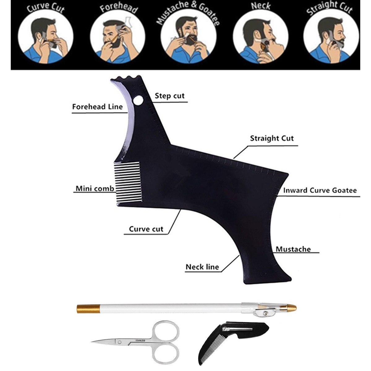 4Pcs Set Beard Shaping Kit Mul - Beard Trimmer review and price